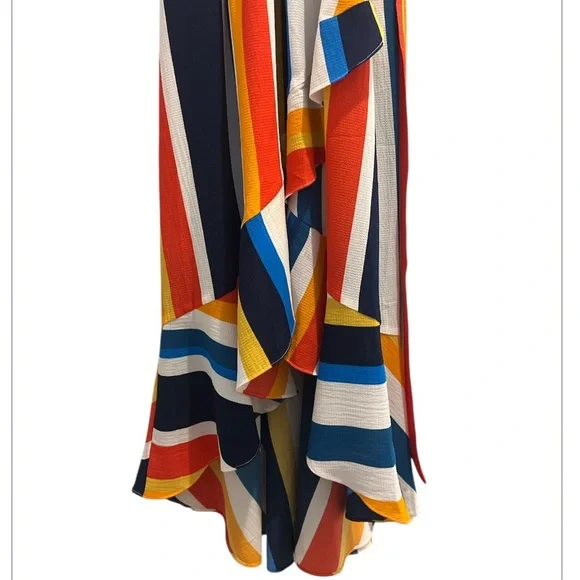 Julia Jordan Size 10 Multicolor Striped High Low Hem Halter Maxi Dress - Picture 4 of 8